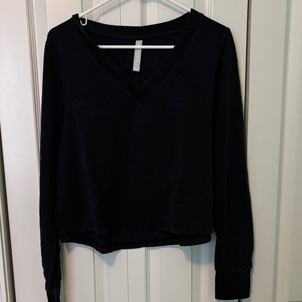 Athleta Black V-Neck Sweatshirt